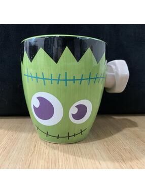 Frankenstein Mug Halloween Green Ceramic Monster Cup Planter 2000s Cute Quirky